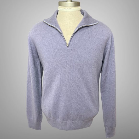 Hermes Long Sleeve 100% Cashmere Mens Quarter Zip Trucker's Sweater EU Size M - Picture 7 of 14